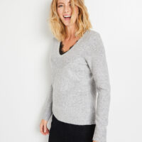 Pull tricot gros avec dentelle femme Grain de Malice