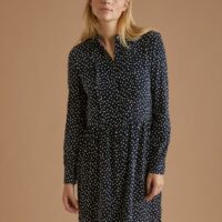 Robe-chemise femme cupro et viscose encre/pois sésame CYRILLUS