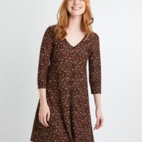 Robe courte maille évasée léopard femme Grain de Malice