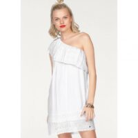 Robe femme asymétrique épaules dénudées AJC. - Blanc