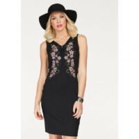 Robe maille mllano encolure V sans manche avec broderies femme Melrose - Noir