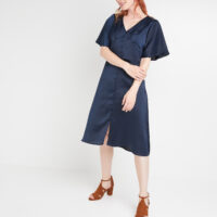 Robe marine satinée femme Grain de Malice