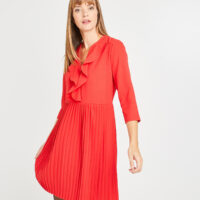 Robe rouge plissée à volants femme Grain de Malice