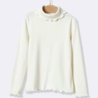 Sous-pull col frou-frou Fille ecru CYRILLUS