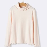 Sous-pull col frou-frou Fille rose pâle CYRILLUS