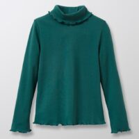 Sous-pull col frou-frou Fille vert foncé CYRILLUS