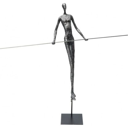 Statue Funambule Acier Argent 54cm CIRCUS