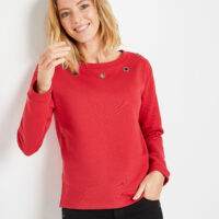 Sweat rouge en coton à oeillets femme Grain de Malice