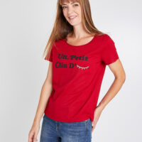 T-shirt clin d'oeil rouge femme Grain de Malice