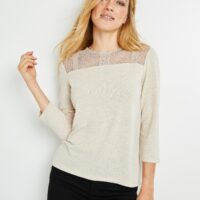 T-shirt doux avec plumetis brodés femme Grain de Malice