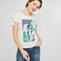 T-shirt en coton blanc pint femme Grain de Malice