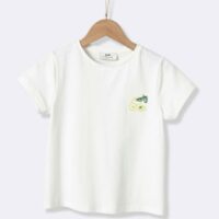 T-shirt fantaisie Fille blanc / citron CYRILLUS