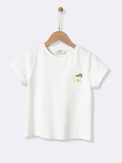 T-shirt fantaisie Fille blanc / citron CYRILLUS