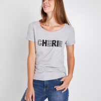 T-shirt gris message chérie femme Grain de Malice