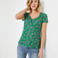 T-shirt imprimé vert femme Grain de Malice