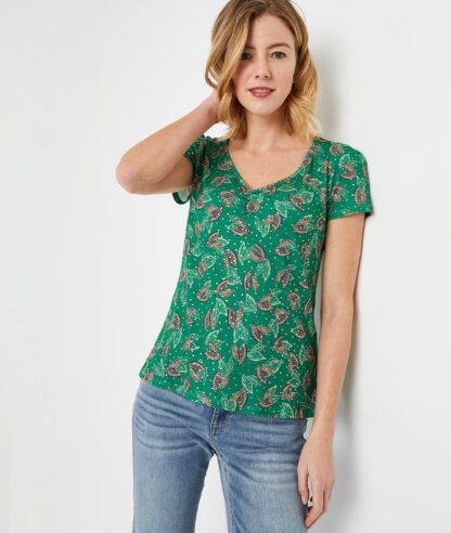 T-shirt imprimé vert femme Grain de Malice