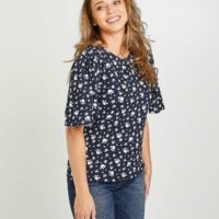 T-shirt marine fleuri femme Grain de Malice