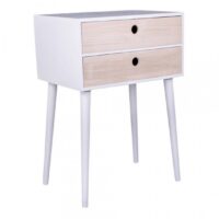 Table de Chevet Scandinave Blanche 2 Tiroirs RIKKE