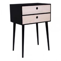 Table de Chevet Scandinave Noire 2 Tiroirs RIKKE