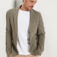 Veste ajustée homme en coton stretch kaki CYRILLUS