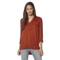 Blouse longue manches longues retroussables fluide femme Tom Tailor Denim - Orange