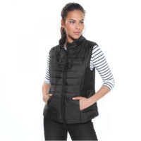 Blouson sans manches matelassé et zippé col montant femme