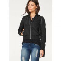 Blouson zippé style bomber avec lacets femme Mel - Noir