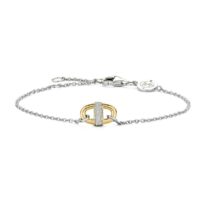 Bracelet Ti Sento 2900ZY - Bracelet Argent Mousqueton Bi Colore Doré et Barre Pavée