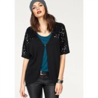 Gilet manches courtes à sequins femme Mel - Noir