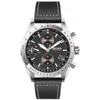 Montre Hugo Boss 1513770 - Aero chrono Boitier acier Cadran noir Bracelet cuir noir Homme