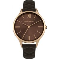 Montre Karen Millen KM170T - Cuir Noir Acier Or Rose Femme