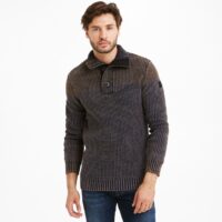 Pull col camionneur zippé et boutonné homme Petrol Industries - Bleu Marine