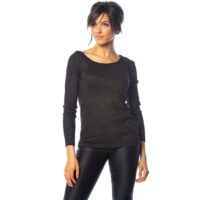 Pull col rond lurex en mélange cachemire