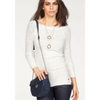 Pull maille ajourée femme Laura Scott  - Blanc Mat