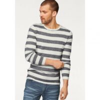 Pull rayé col rond manches longues homme John Devin - bleu chiné