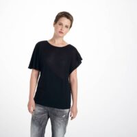 T-shirt bimatière à manches fantaisie femme Salsa - Noir