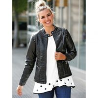 Veste manches longues avec perles fantaisie et surpiqûres grandes tailles femm - Noir