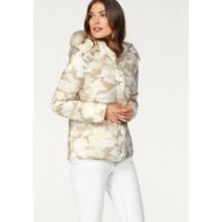 Veste matelassée à capuche imprimé camouflage femme Laura Scott - Beige