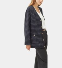 Veste droite twill mi-longue Bleu Pablo