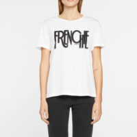 T-shirt Tamara droit coton lettrage en velours Blanc Pablo