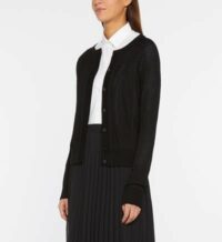 Gilet Nadya court droit en laine bandes en dentelle Noir Pablo