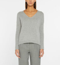 Pull Noellie droit maille douce col V Gris Pablo