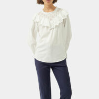 Blouse à collerette Blanc Pablo