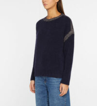 Pull ample en maille galons fantaisies Bleu Pablo