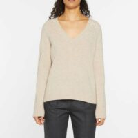 Pull droit en laine et cachemire Beige Pablo