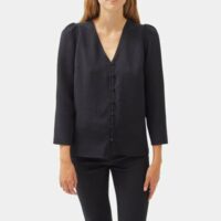 Chemise fluide décolleté en V Noir Pablo