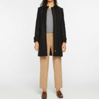 Manteau mi long droit drap de lane Noir Pablo