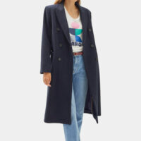 Manteau droit bleu marine mi-long Bleu Pablo