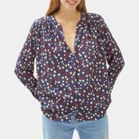 Chemise fluide imprimé fleuri Bleu Pablo