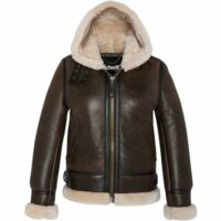 BLOUSON BOMBARDIER A CAPUCHE Marron Schott